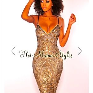 Black Gold Sequins Spaghetti Straps Dress